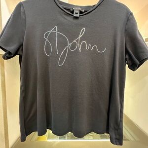 St. John Black Short Sleeve Tee Size Medium